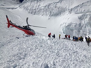 Injured people and dead bodies taken away by Helicopter